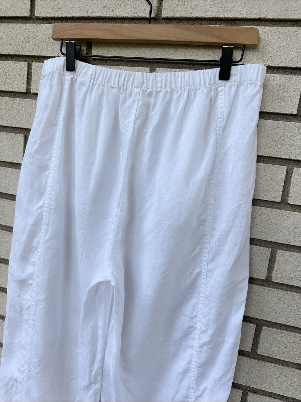 Eileen Fisher White Organic Linen Lantern Barrel Ankle Pants PL Pockets Coastal - Picture 5 of 8